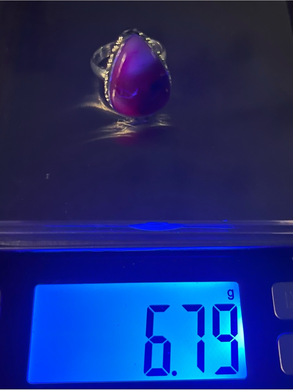 Vintage NWOT .925 SS Pink Agate statement ring size 9 …. 6.84 g - Picture 4 of 10